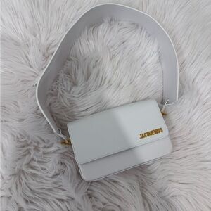 Jacquemus Ivory Le Porte Mini Crossbody Bag with Gold Logo